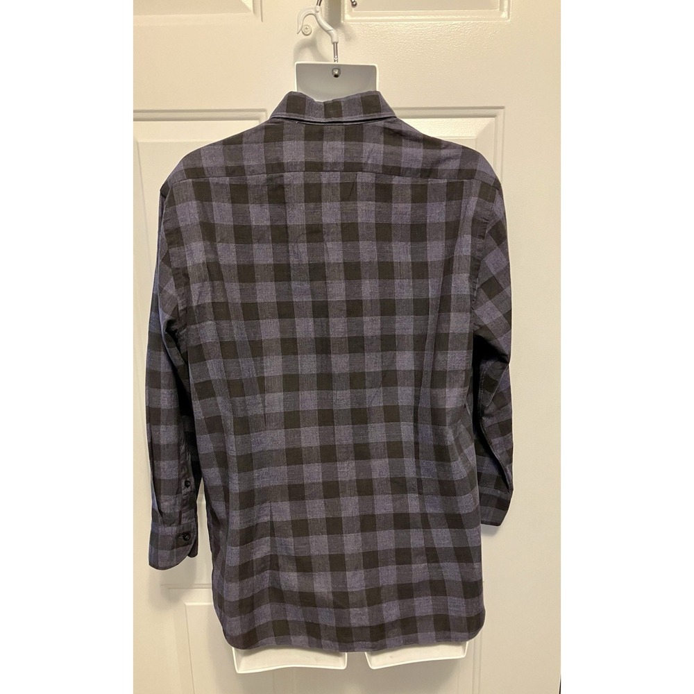 Xacus Tailor Fit Blue Black Plaid Made In Italy Casual Shirt Size 17 Large Mens - Picture 4 of 5